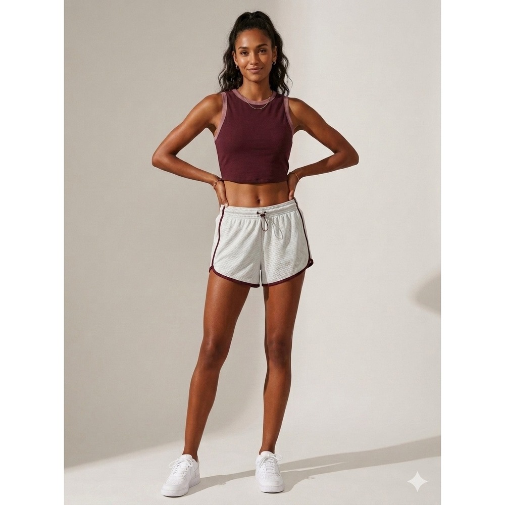 Outdoor Voices Shorts & Nike Crop Tank Top Bundle Set Burgundy Teal S/M